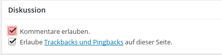 Kommentareinstellungen in den einzelnen Beiträgen